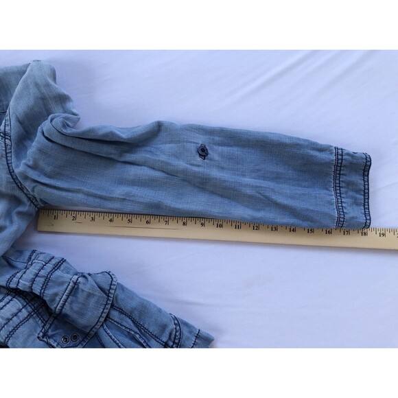 Anthropologie MARRAKECH Long Sleeve Zip Up Chambray Denim Jacket Size XS - Picture 5 of 9